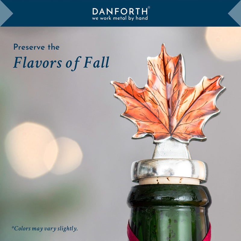 Danforth Maple Leaf Fall/Autumn Bottle Stopper, Pewter, Natural Cork - Handcrafted, Made In USA - Image 5